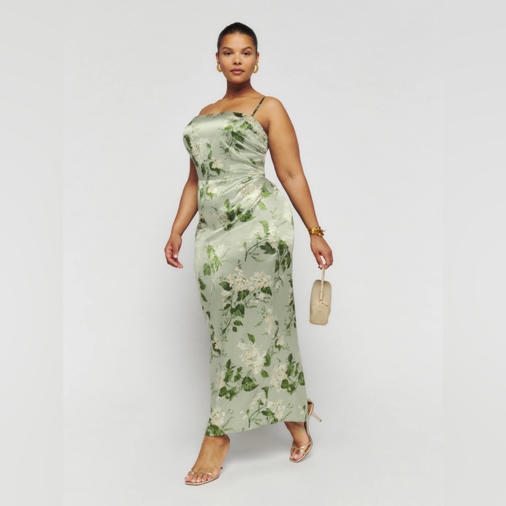 NWT Reformation Frankie Silk Dress in Tea Garden Size 14